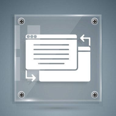 Beyaz UI ya da UX tasarım simgesi gri arkaplanda izole edildi. Kare cam paneller. Vektör.