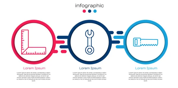 Régler Règle Angle Clé Molette Scie Main Modèle Infographique Entreprise — Image vectorielle