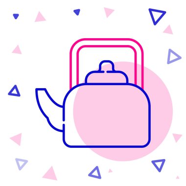 Beyaz arkaplanda ikonu olan çizgi çaydanlığı izole edildi. Çaydanlık ikonu. Renkli taslak konsepti. Vektör.