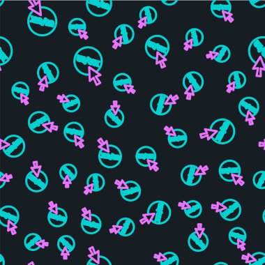 Çizgi UI ya da UX tasarım simgesi siyah arkaplanda izole edilmiş dikişsiz desen. Vektör.