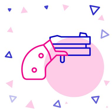 Beyaz arka planda küçük silah tabancası simgesi izole edildi. Nefsi müdafaa için cep tabancası. Bayanlar tabancası. Casus silahı. Renkli taslak konsepti. Vektör.