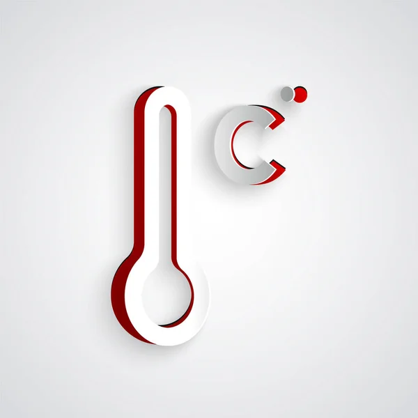 Метеорологический Термометр Измеряющий Значок Изолированный Сером Фоне Термометр Показывает Жаркую — стоковый вектор