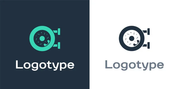 Logotype Donut Солодким Глазурованим Іконом Ізольованим Білому Тлі Logo Design — стоковий вектор