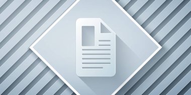 Kağıt kesimi Dosya simgesi gri arkaplanda izole edildi. Kontrol listesi simgesi. İş konsepti. Kağıt sanatı tarzı. Vektör