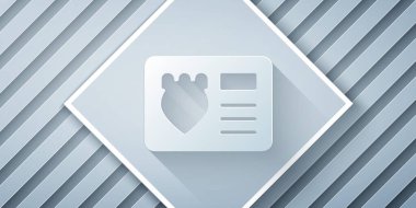 Gri arkaplanda kimlik simgesi olan bir polis rozeti. Kağıt sanatı tarzı. Vektör.