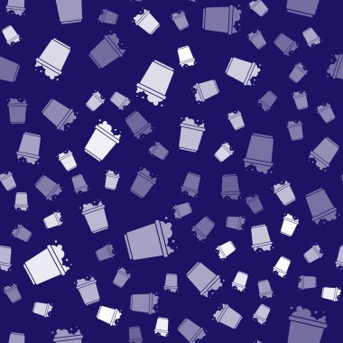 Köpük ve baloncuk ikonlu beyaz kova mavi arka planda izole edilmiş pürüzsüz desen. Temizlik hizmeti konsepti. Vektör.