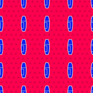 Mavi Mascara fırça ikonu kırmızı arkaplanda izole edilmiş pürüzsüz desen. Vektör.