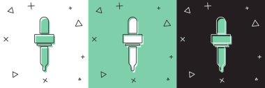 Pipette simgesini siyah ve beyaz arkaplanda izole et. Tıbbi, kozmetik, kimya laboratuvarı ekipmanları. Vektör.