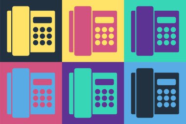 Pop Art Telefon ahizesi simgesi renk arkaplanında izole edildi. Telefon işareti. Vektör.