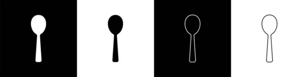 设置在黑白背景上孤立的勺子图标 餐具的标志 — 图库矢量图片