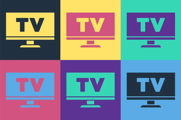Pop Art Smart Simgesi Renk Arkaplanında Izole Edildi Televizyon Tabelası — Stok Vektör