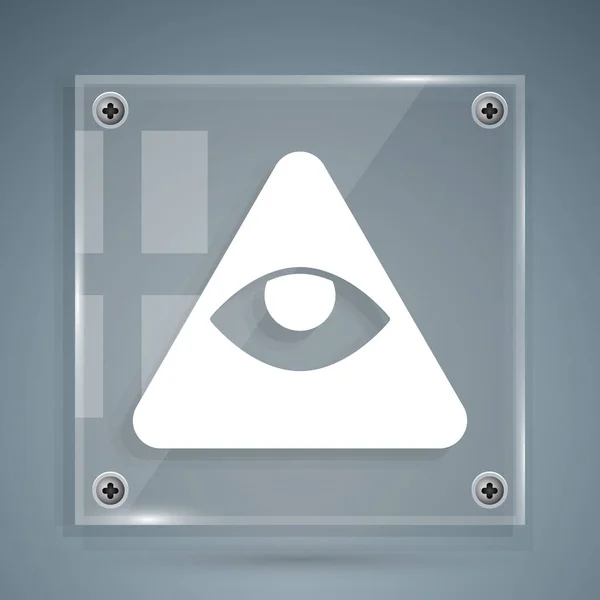 White Masons Symbol All Seeing Eye God Icon Isolated Grey — Stock Vector