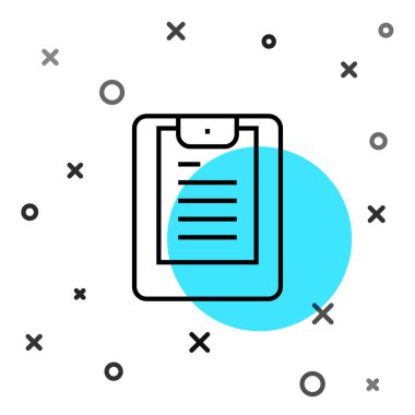 Siyah çizgi sunucusu, veri rapor simgesi beyaz arkaplanda izole edildi. Rastgele dinamik şekiller. Vektör