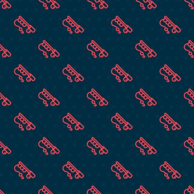 Kırmızı çizgi balıkçı çubuğu simgesi siyah arkaplanda izole edilmiş. Balıkçılık ekipmanları ve balık çiftliği konuları. Vektör.