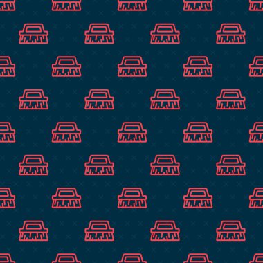 Simgeyi temizlemek için kırmızı çizgi fırçası siyah arkaplanda izole edilmiş pürüzsüz desen. Vektör.