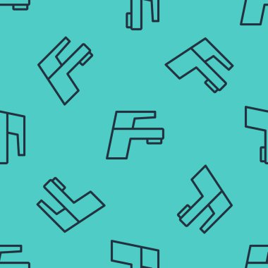 Siyah çizgi su musluğu simgesi yeşil zeminde izole edilmiş pürüzsüz desen. Vektör.