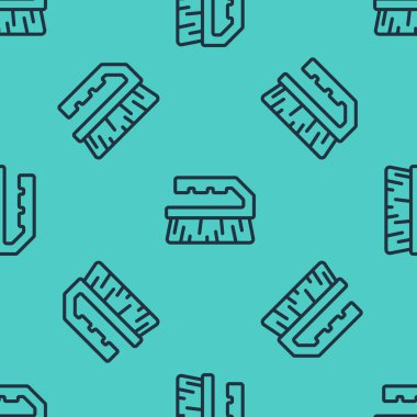 Simgeyi temizlemek için siyah çizgi fırçası yeşil arka planda izole edilmiş pürüzsüz desen. Vektör.