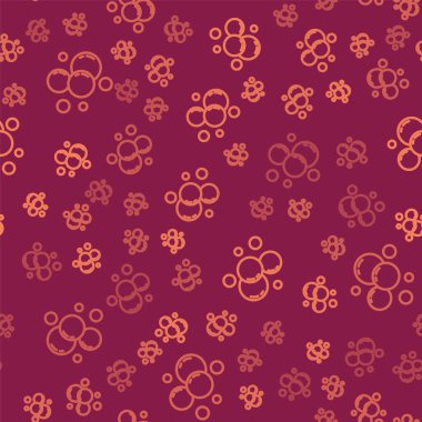 Kahverengi çizgi sabun köpüğü ikonu kırmızı arka planda izole edilmiş pürüzsüz desen. Vektör.