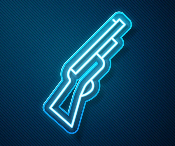 Ragyogó Neon Vonal Vadászpuska Ikon Elszigetelt Kék Háttérrel Vadászpuska Vektor — Stock Vector