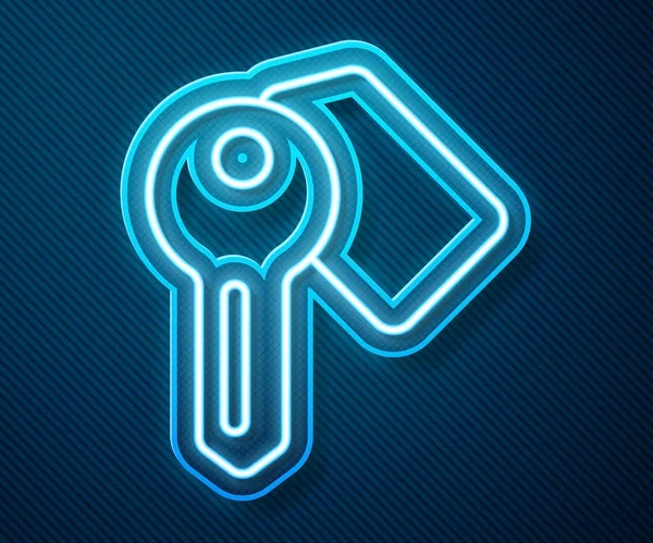Leuchtendes Neonfarbenes Türschloss Schlüsselsymbol Auf Blauem Hintergrund Vektor — Stockvektor