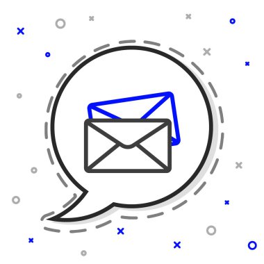 Satır Zarfı simgesi beyaz arkaplanda izole edildi. E- posta mektup sembolü. Renkli taslak konsepti. Vektör İllüstrasyonu.