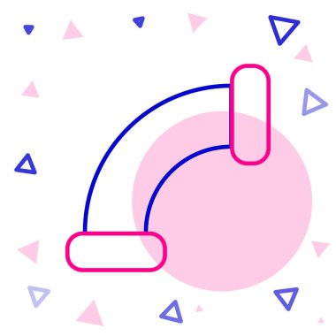 Çizgi Endüstrisi metalik boru ikonu beyaz arka planda izole edildi. Tesisat boru hattının farklı şekillerde parçaları. Renkli taslak konsepti. Vektör İllüstrasyonu.