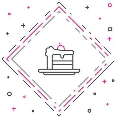 Satır Keki simgesi beyaz arkaplanda izole edildi. Doğum günün kutlu olsun. Renkli taslak konsepti. Vektör İllüstrasyonu.