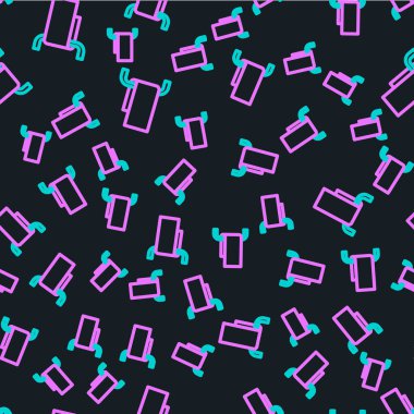 Askı simgesinde çizgi havlusu siyah arkaplanda izole edilmiş pürüzsüz desen. Banyo havlusu ikonu. Vektör İllüstrasyonu.