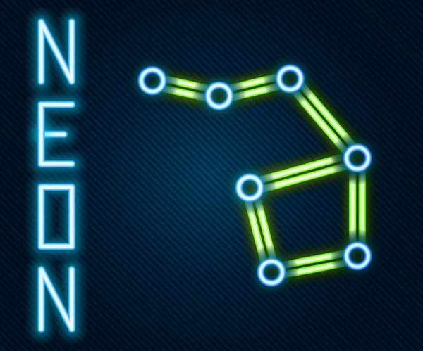 Línea Neón Brillante Gran Oso Icono Constelación Aislado Sobre Fondo — Vector de stock