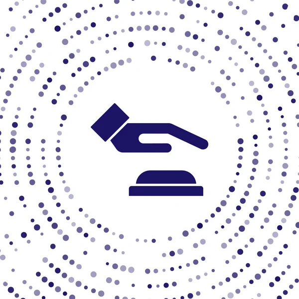 Blå Handflata Tryck Igenkänning Ikon Isolerad Vit Bakgrund Biometrisk Handavsökning — Stock vektor