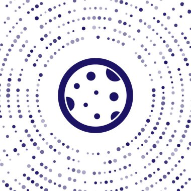 Beyaz arka planda izole edilmiş bakteri ikonlu Mavi Petri kabı. Soyut çember rastgele noktalar. Vektör.