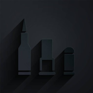 Kağıt kesiği kurşun ikonu siyah arkaplanda izole edilmiş. Kağıt sanatı tarzı. Vektör.