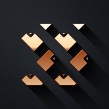 Altın Veri akışı simgesi siyah arkaplanda izole edildi. Uzun gölge tarzı. Vektör