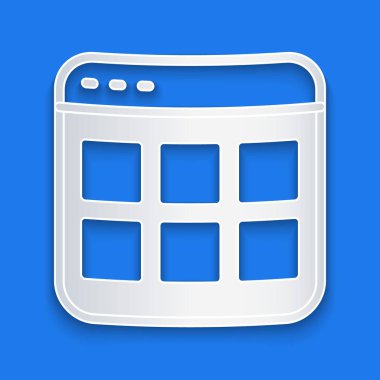 Kağıt kesme Tarayıcı dosya simgesi mavi arkaplanda izole edildi. Kağıt sanatı tarzı. Vektör