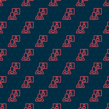 Kırmızı çizgi kafa avlama ikonu siyah arka planda izole edilmiş pürüzsüz desen. İş hedefi ya da İstihdam tabelası. İş için insan kaynakları ve adam toplama. Vektör.