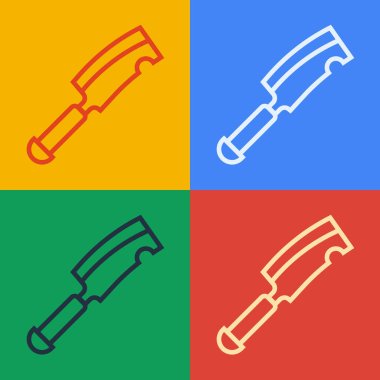 Pop Art Line Et Helikopteri simgesi renk arkaplanında izole edildi. Kasap bıçağı. Et için mutfak bıçağı. Kasap bıçağı. Vektör.