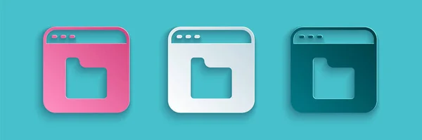 Papier Coupé Fichiers Navigateur Icône Isolée Sur Fond Bleu Style — Image vectorielle