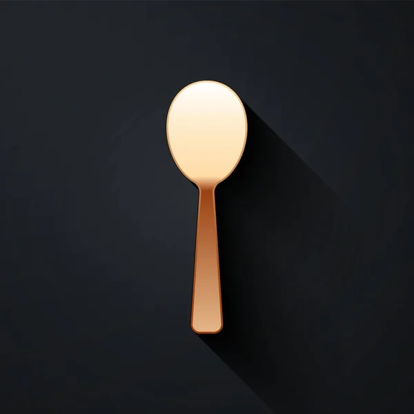 Pictograma Gold Spoon Izolată Fundal Negru Ustensil Gătit Semn Tacâmuri — Vector de stoc