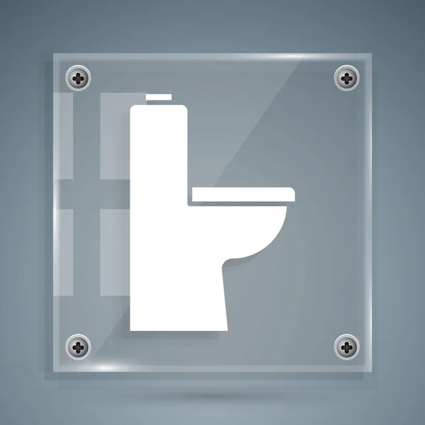 Weißes Symbol Der Toilettenschüssel Isoliert Auf Grauem Hintergrund Quadratische Glasscheiben — Stockvektor