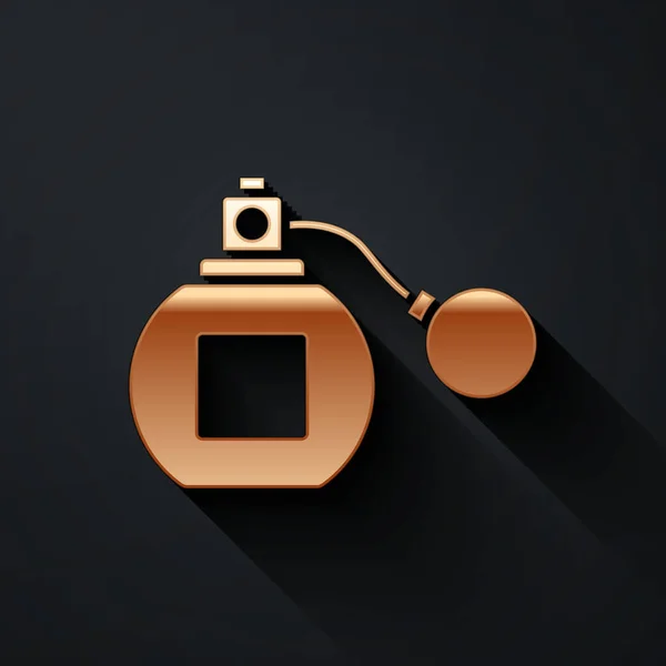 Icono Gold Perfume Aislado Sobre Fondo Negro Estilo Sombra Larga — Vector de stock