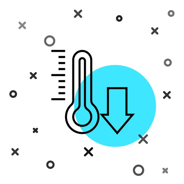 Ligne Noire Thermomètre Météorologique Icône Mesure Isolé Sur Fond Blanc — Image vectorielle