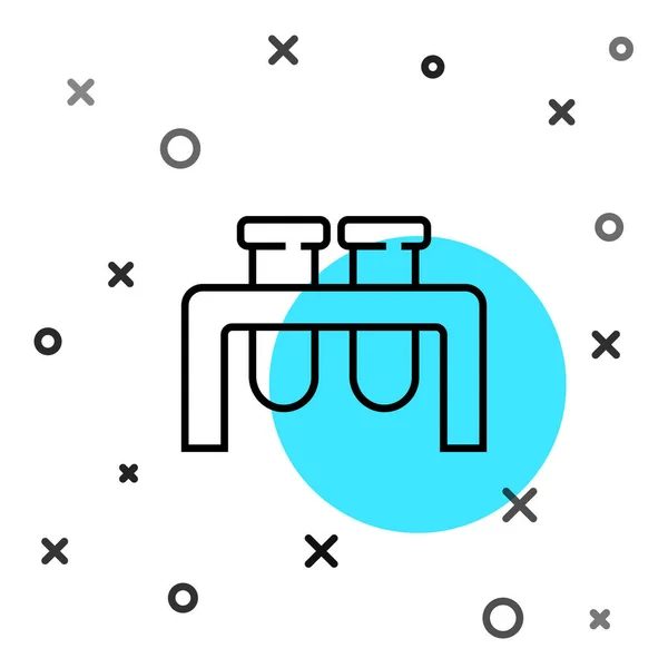 Schwarzer Strich Reagenzglas Und Kolben Chemischen Labortest Symbol Isoliert Auf — Stockvektor
