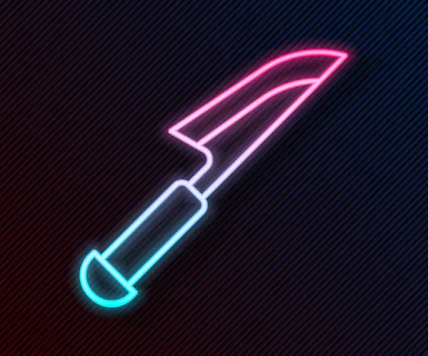 Gloeiende Neon Lijn Knife Icoon Geïsoleerd Zwarte Achtergrond Bestek Symbool — Stockvector