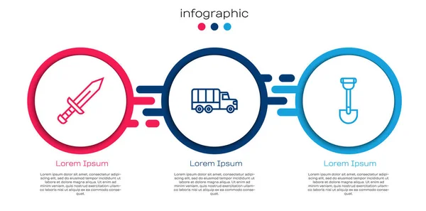 Définissez Épée Camion Militaire Pelle Sapper Modèle Infographie Entreprise Vecteur — Image vectorielle