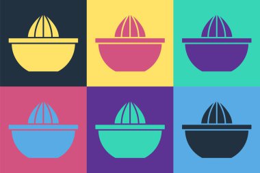 Pop Art Citrus meyve sıkacağı ikonu renk arkaplanında izole edilmiş. Vektör.