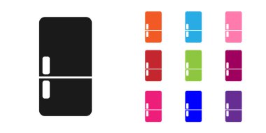 Siyah Buzdolabı simgesi beyaz arkaplanda izole edildi. Buzdolabı buzdolabı. Ev aletleri ve aletler. Simgeleri renklendirin. Vektör.