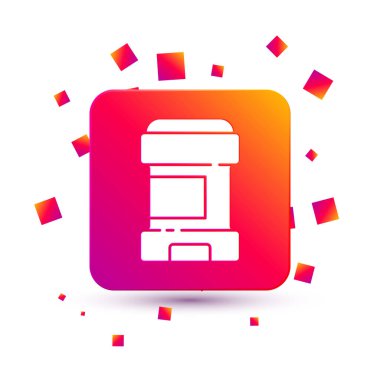 Beyaz arka planda beyaz terleme önleyici deodorant rulo ikonu izole edildi. Vücut hijyeni için kozmetik. Kare renk düğmesi. Vektör.