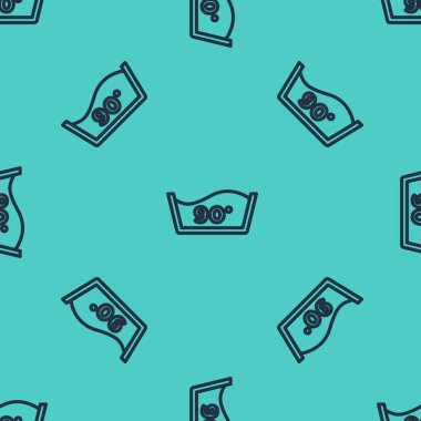 90 santigrat derecenin altında yıkanan siyah çizgi yeşil arka planda izole edilmiş pürüzsüz desen. Sıcaklık temizleyicisi..