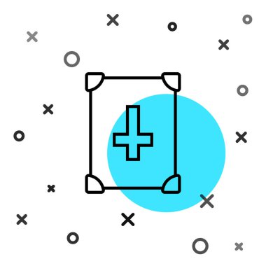 Siyah çizgi üzerinde simya tarifleri, mistik büyüler ve beyaz arka planda izole edilmiş büyü simgeleri olan Eskiler 'in sihirli kitabı. Rastgele dinamik şekiller. Vektör.