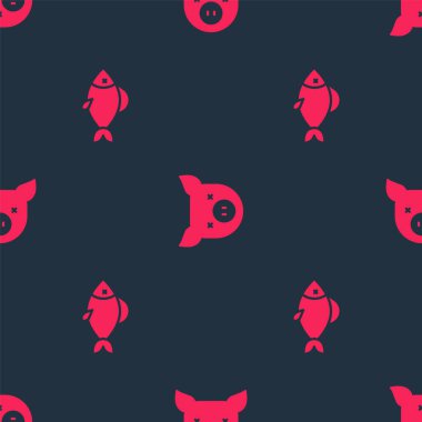 Fish ve Pig 'i kusursuz bir düzene sokun. Vektör.